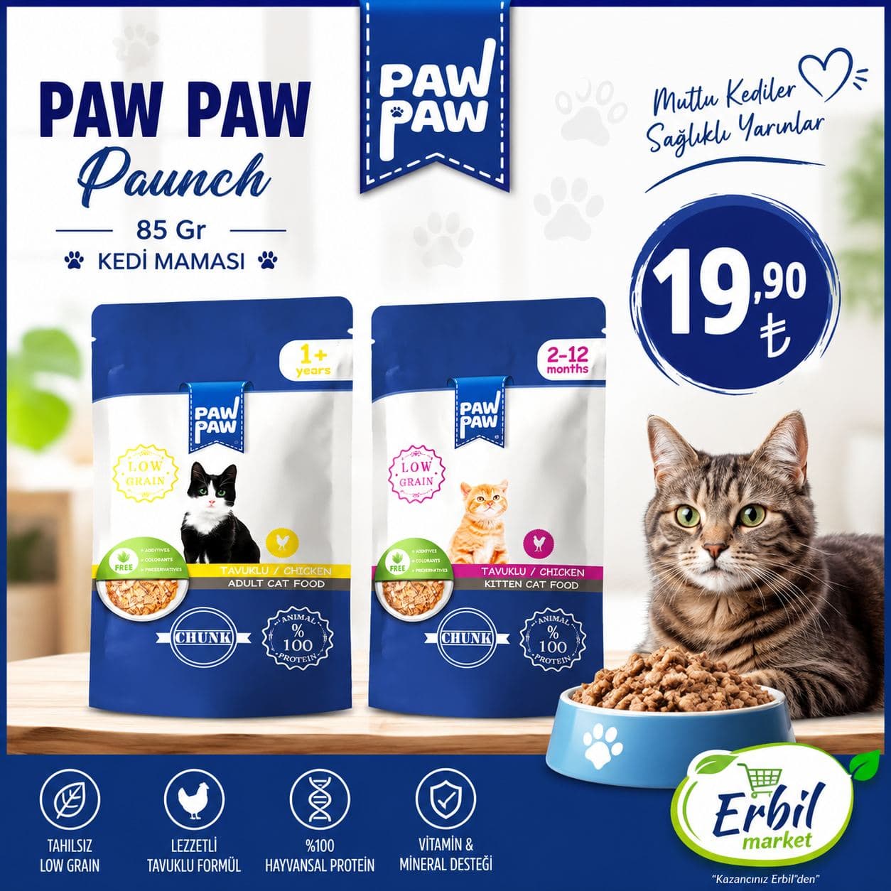 Kedi Maması paw paw 85 gr (çeşitleri)