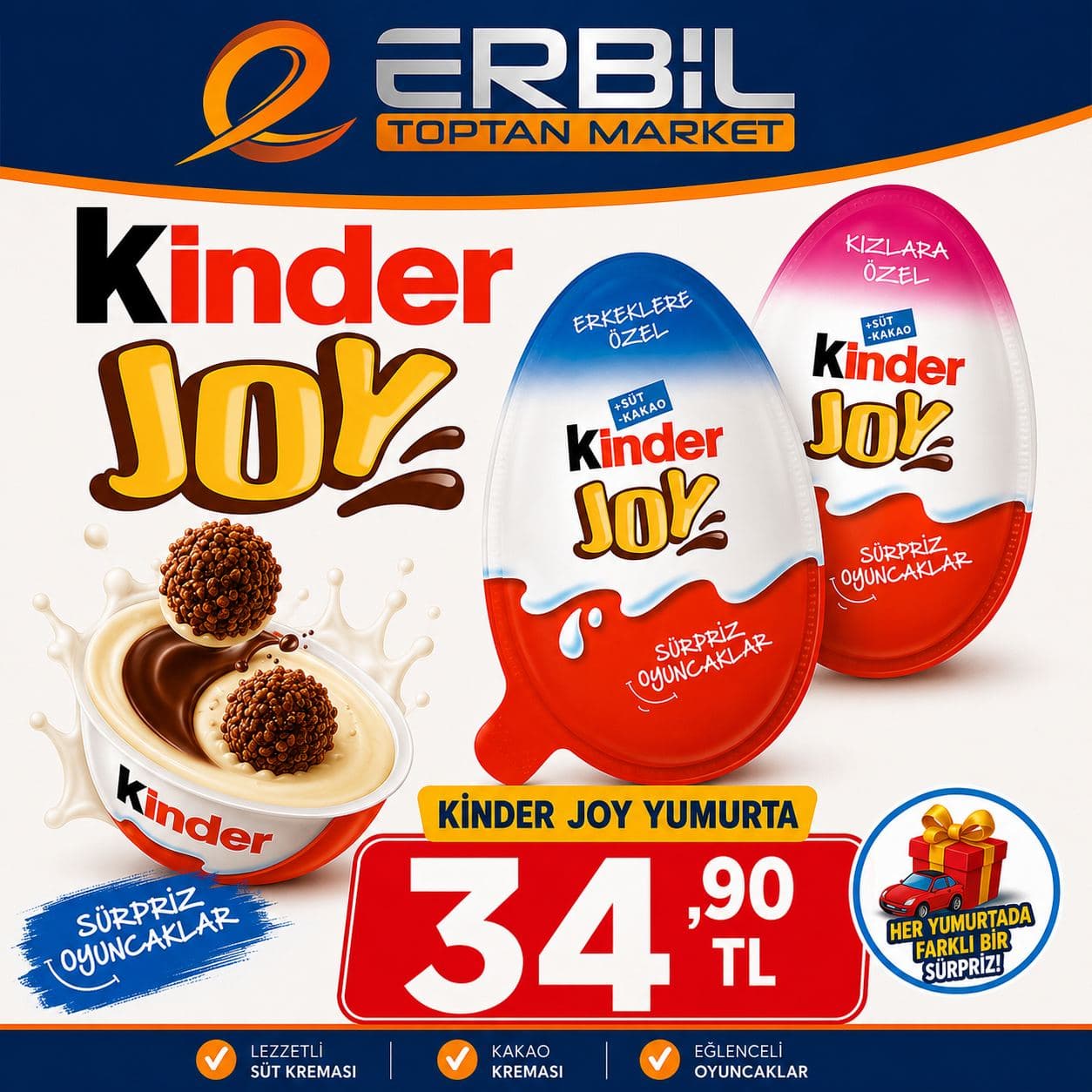 kinder joy yumurta kız-erkek 20 gr